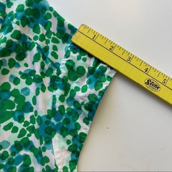 Gap‎ Blue and Green Watercolor Print Short Sleeve Blouse - Picture 6 of 9